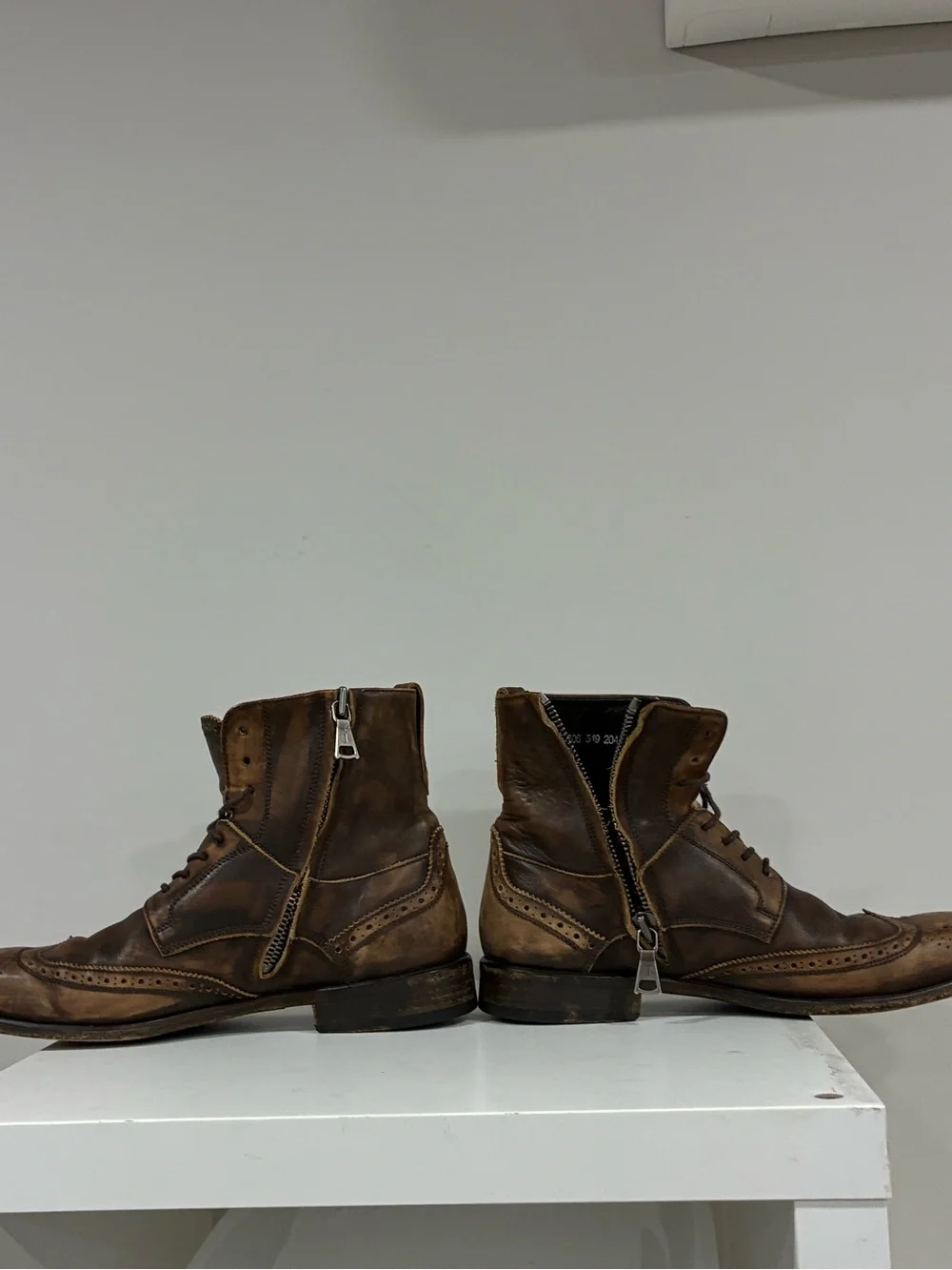John Varvatos Collection Distressed Leather Boot Size EU 43 USA 10